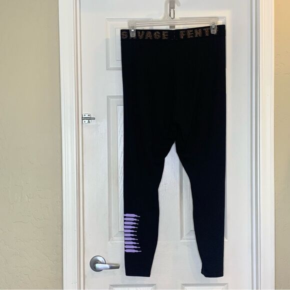 Savage X‎ Fenty Black Purple Logo High Rise Legging Size 2X - Picture 12 of 12